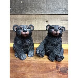 Set Of 2 Resin Black Bears 6” Tall